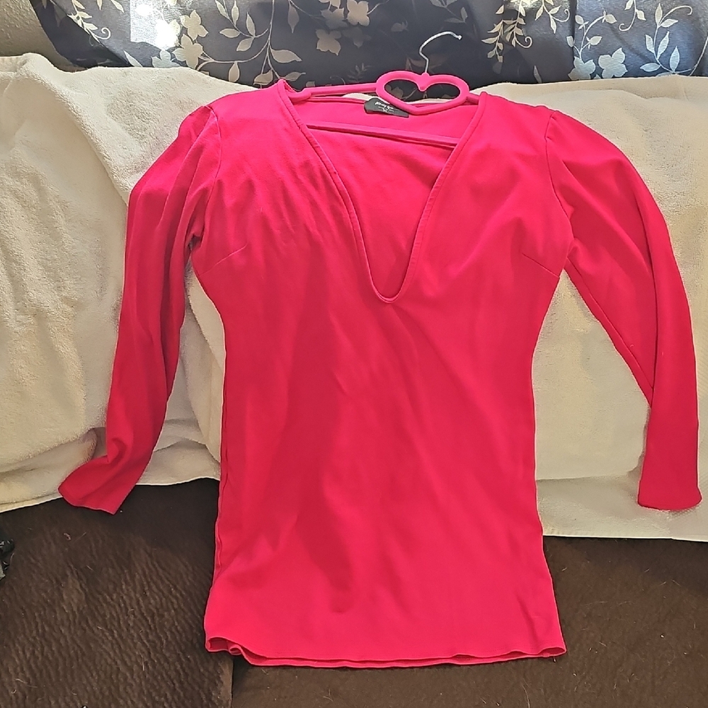 Fitted Red 3/4 Sleeve Blouse